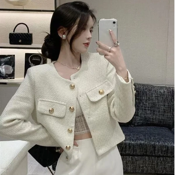 全新未使用 Celine/思琳 粗花呢 切尔西夹克/米色/38