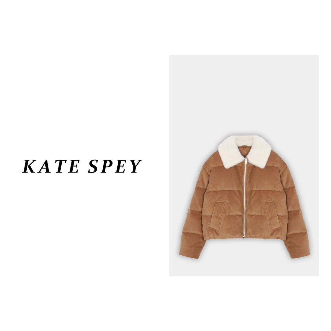 凯特丝蓓1429#经典小马刺绣毛领拉链高级感面包羽绒服外套