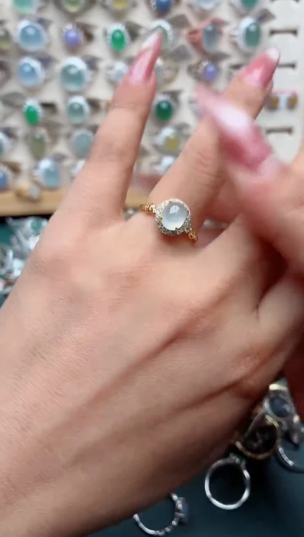 银S925镶嵌戒指翡翠.