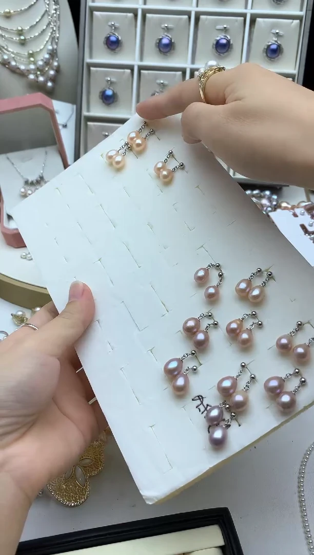银S925镶嵌耳饰淡水珍珠多样性发其一