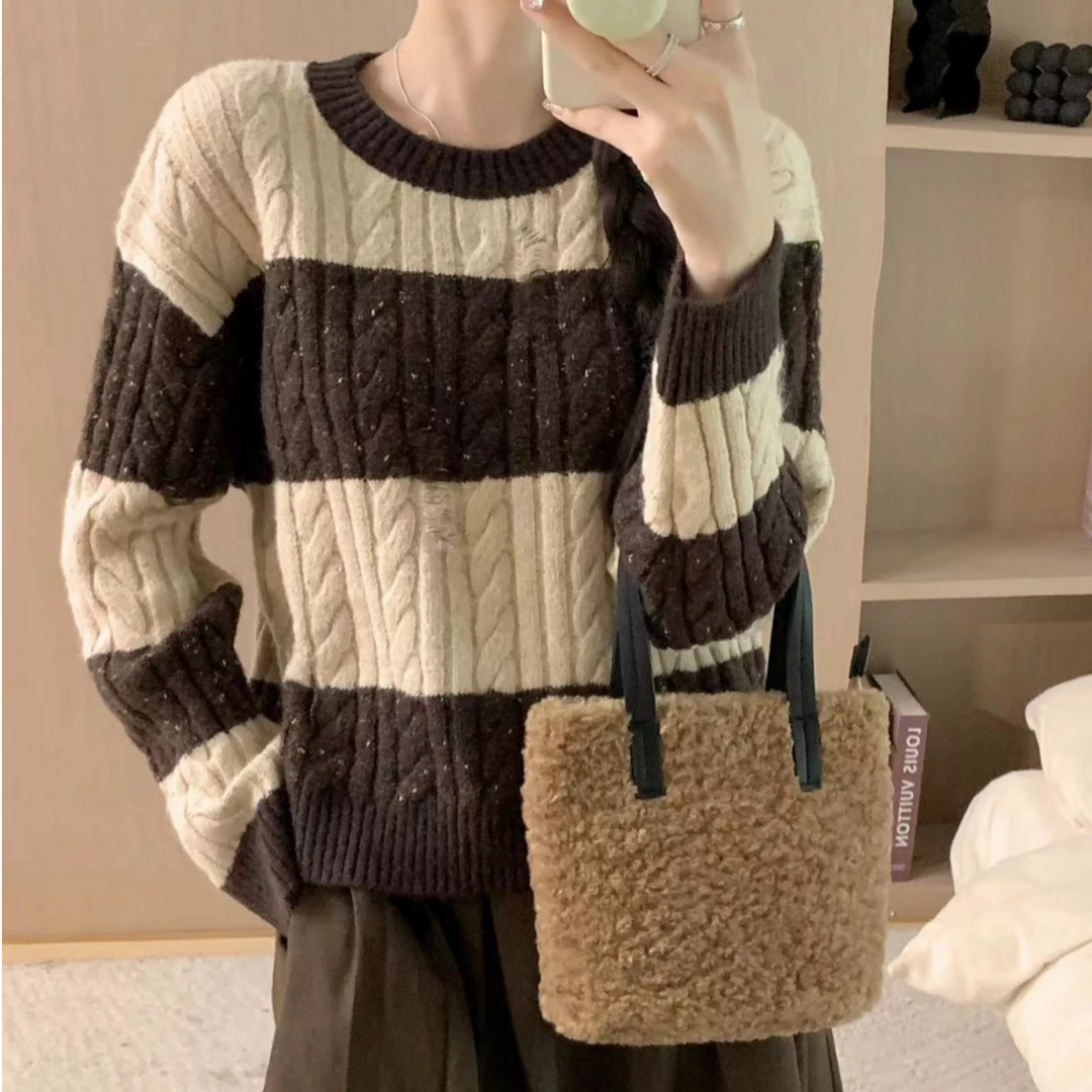 线下399#秋冬重工绞花设计师金豆款针织衫6311