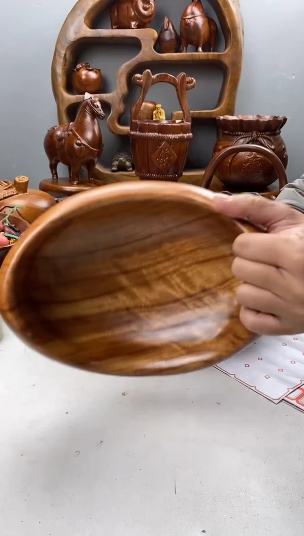 香樟木A31元宝果盆/尺寸24*18*12