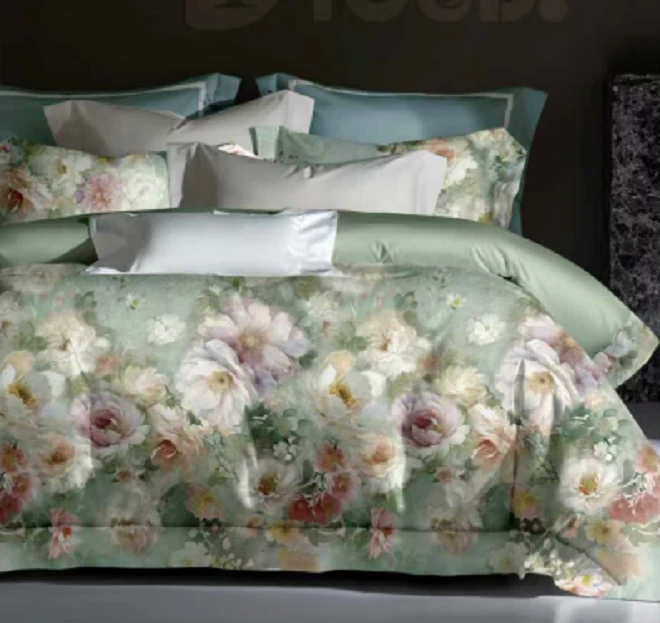 C9132 120s数码印花小拼角四件套月光宝盒-绿 200*230 轻奢欧式