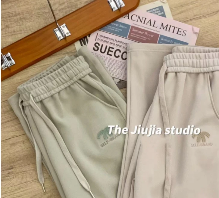 新款标标设计师款多色显瘦抽绳高腰宽松休闲裤