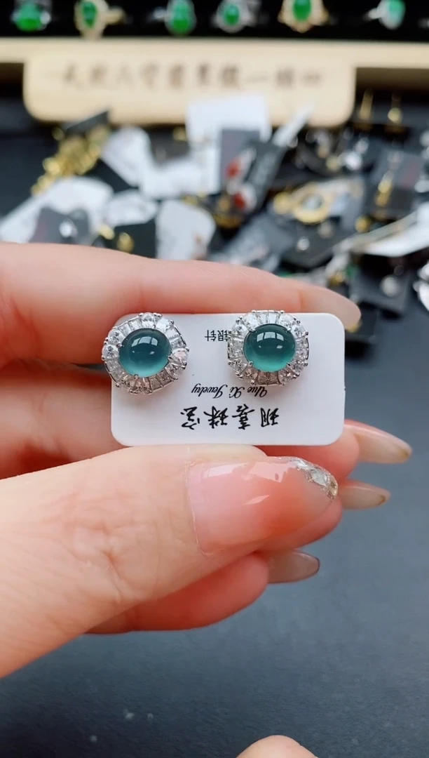 银S925镶嵌戒指翡翠1