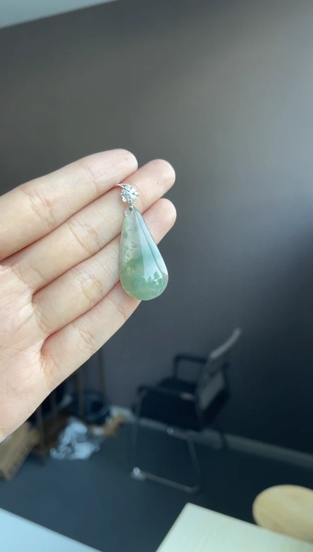 吊坠(不含链)18K金镶嵌翡翠天然缅甸A货翡翠