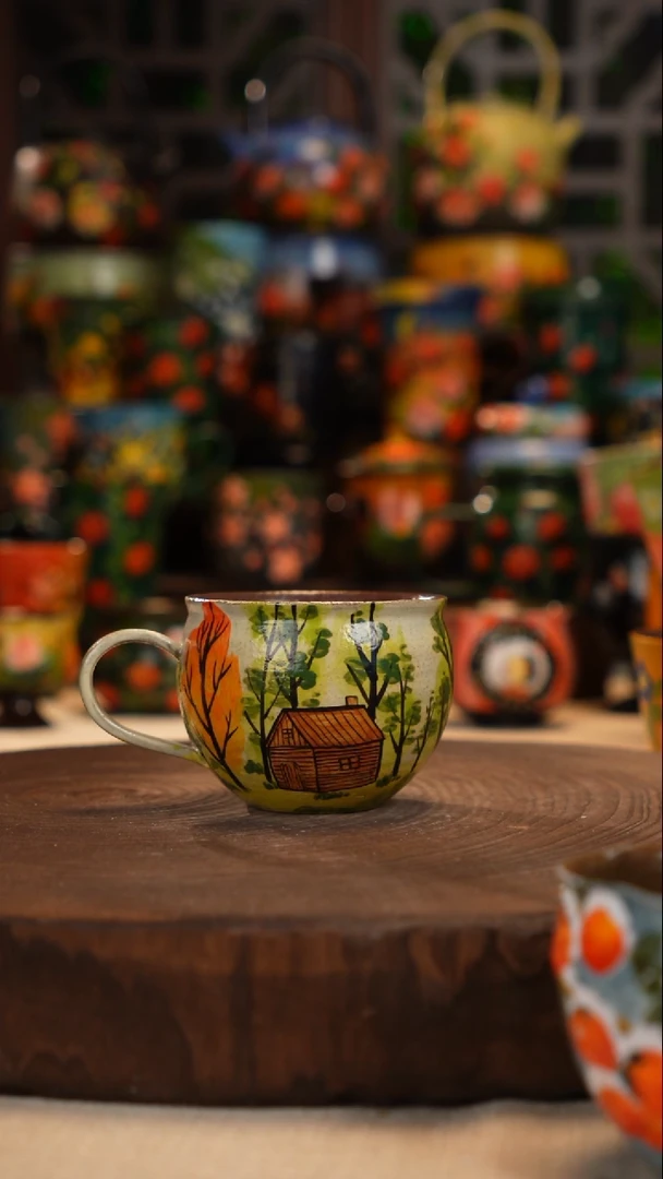 紫砂油画釉下彩手绘