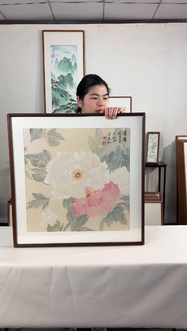 国画手绘*清香（牡丹）*62*62cm