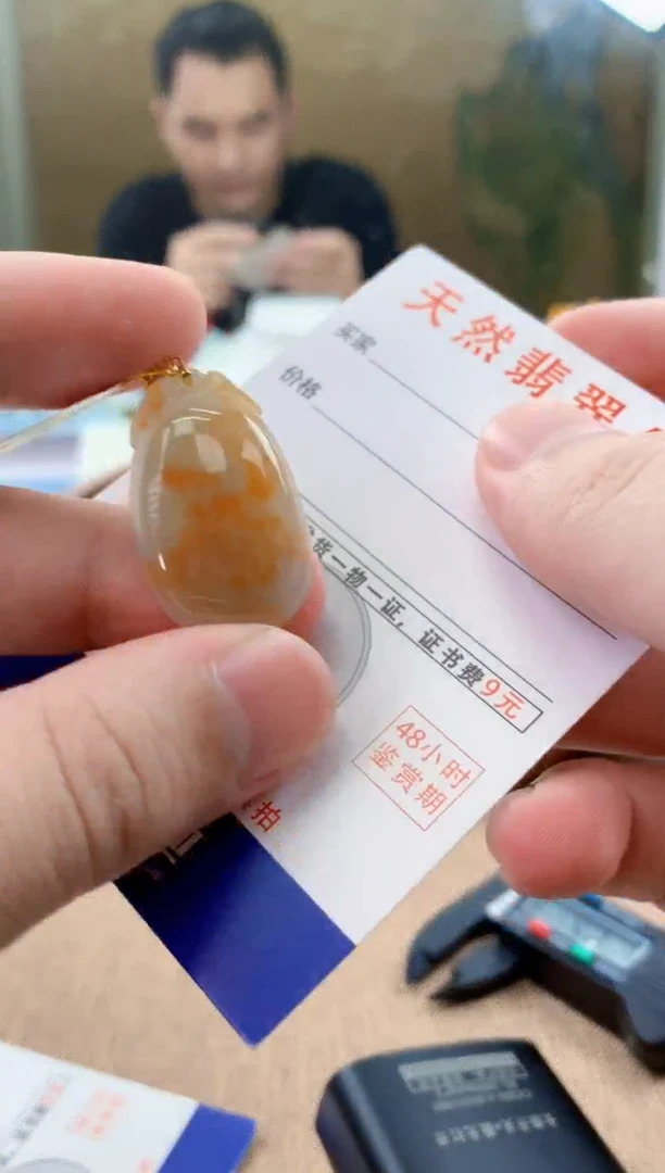 颈饰18K金镶嵌翡翠天然A货翡翠挂件