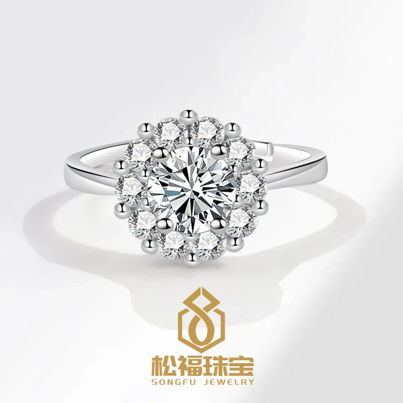 925银莫桑石戒指 欧美风女款【艾莎公主】银戒结婚轻奢经典不掉色