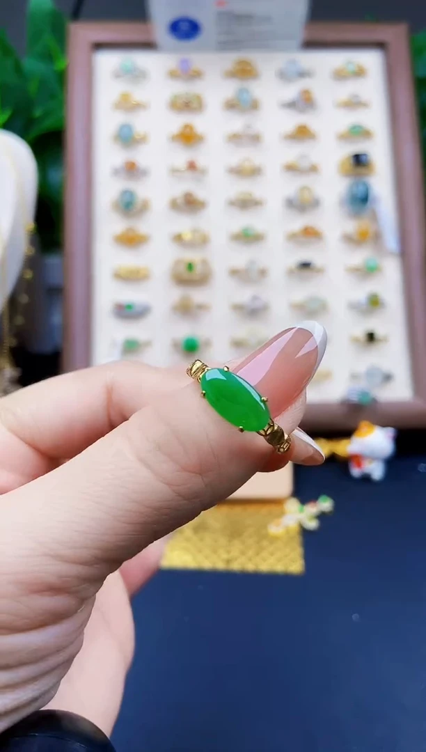 银S925镶嵌戒指翡翠12