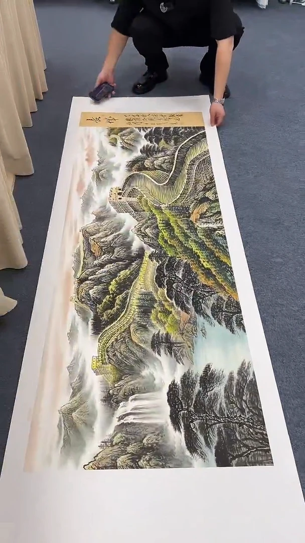 国画长城手绘作品