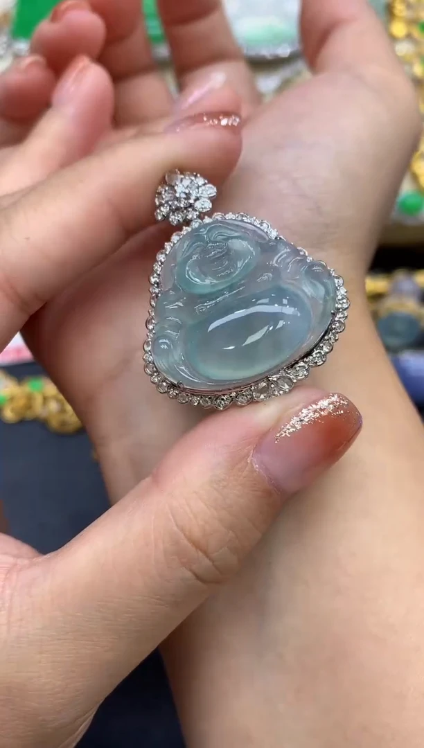 颈饰18K金镶嵌翡翠336-中国好珍宝