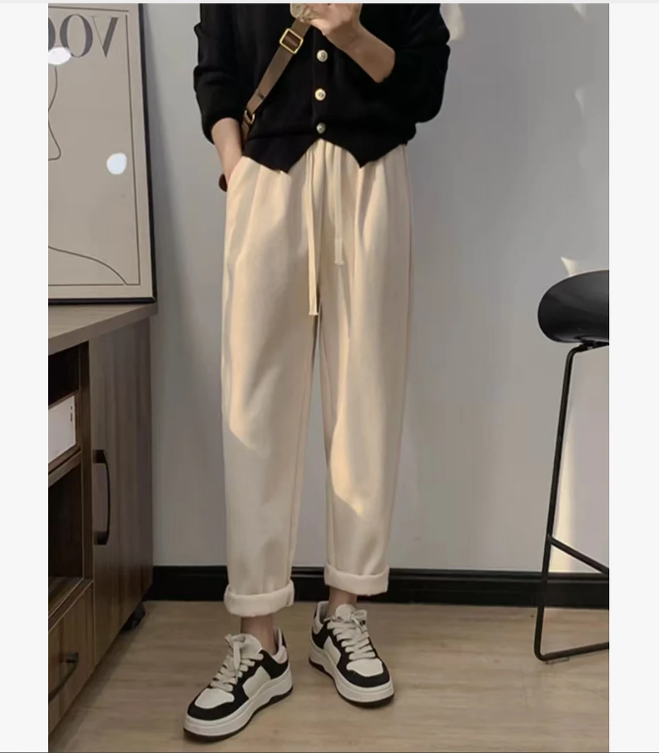 Q25 92307 新款简约百搭高腰宽松显瘦阔腿休闲裤女
