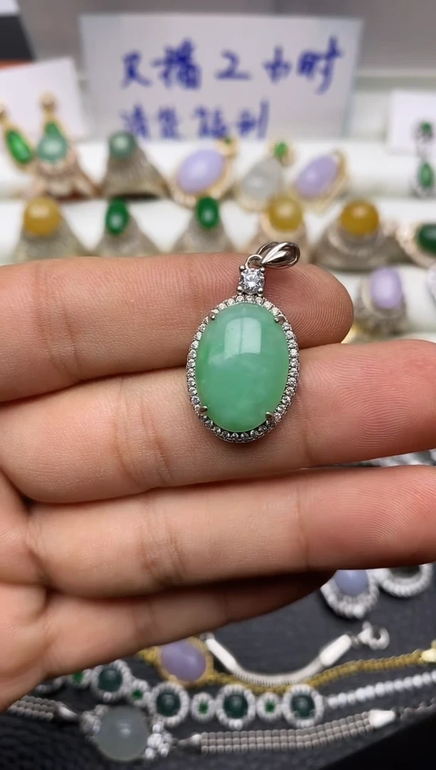 颈饰银S925镶嵌翡翠2223