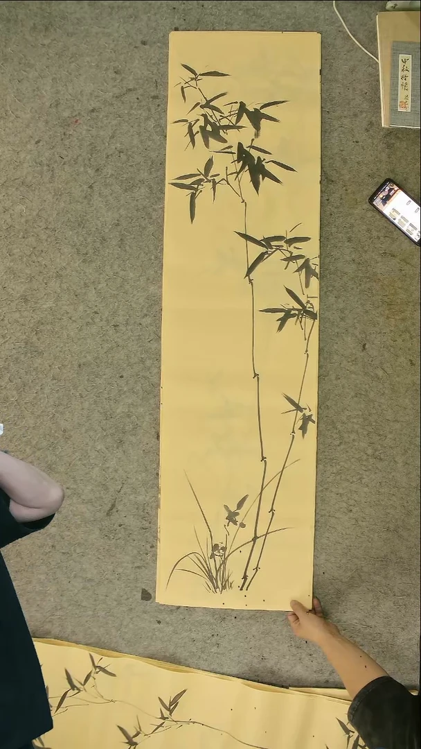 国画四尺对开  墨竹条屏 34*138cm