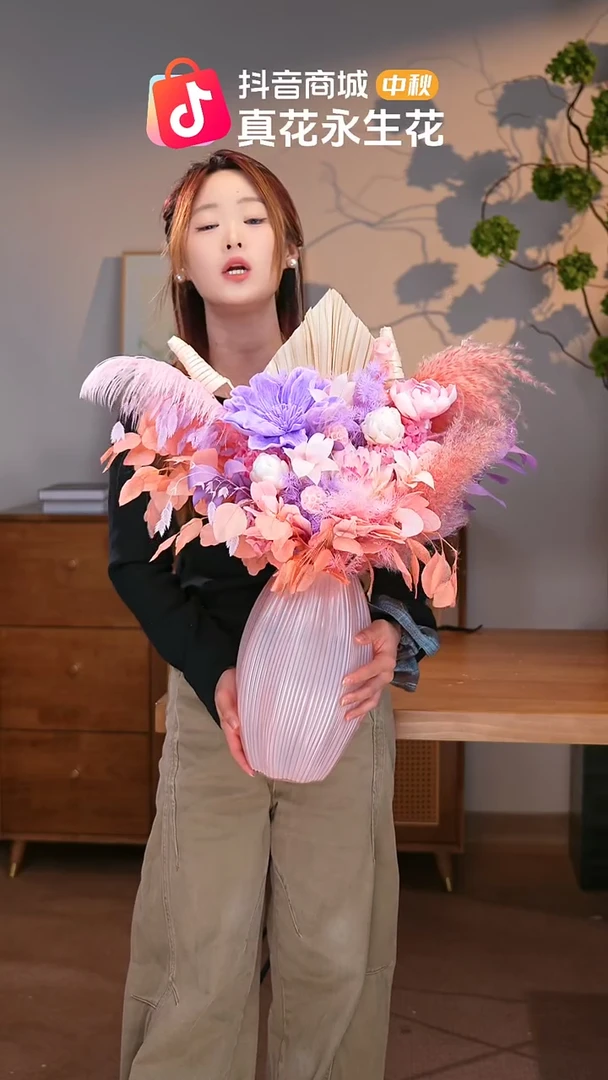 手工艺品琉璃图片款式：单花束+花瓶