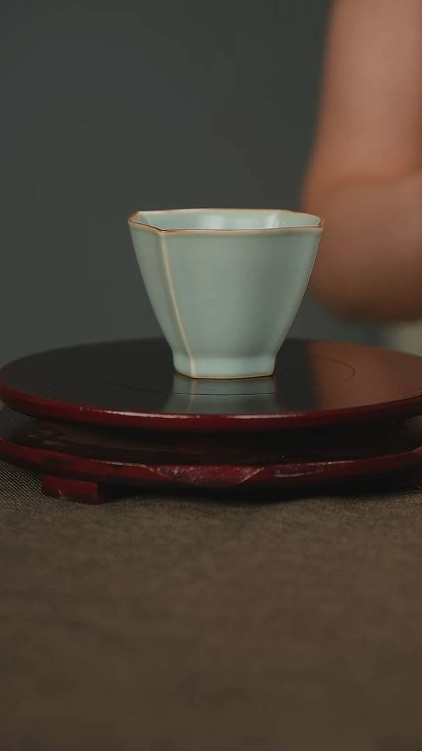 电***昕全品四方杯汝瓷主人杯不带礼盒