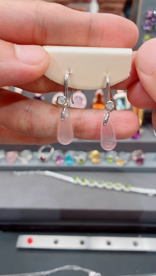 耳钉银S925镶嵌水晶水晶耳钉