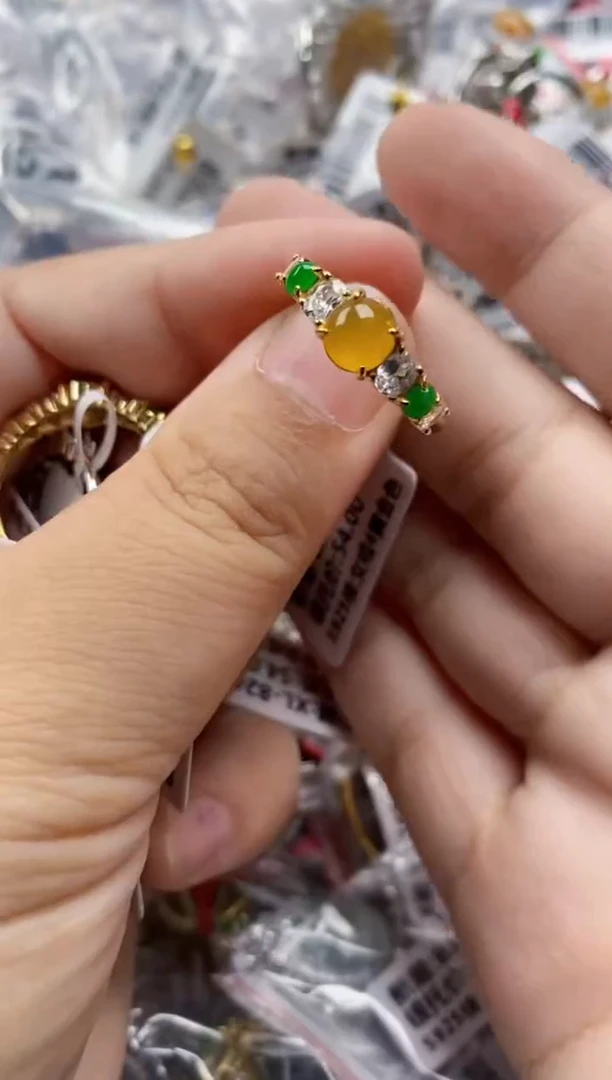 银S925镶嵌戒指翡翠444     4++