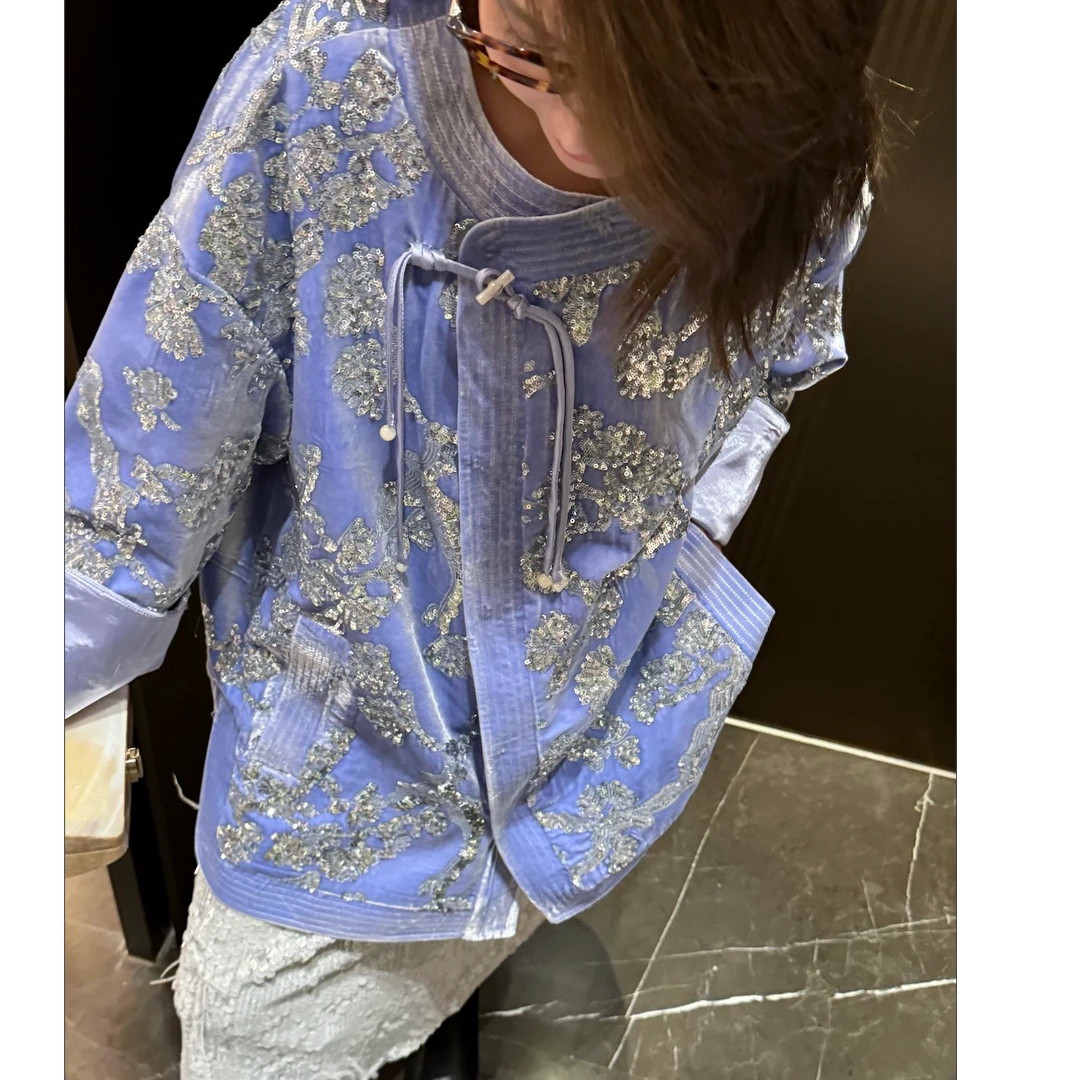 【韩雯Kate】暮山紫外套新中式丝绒手工M244B11025901