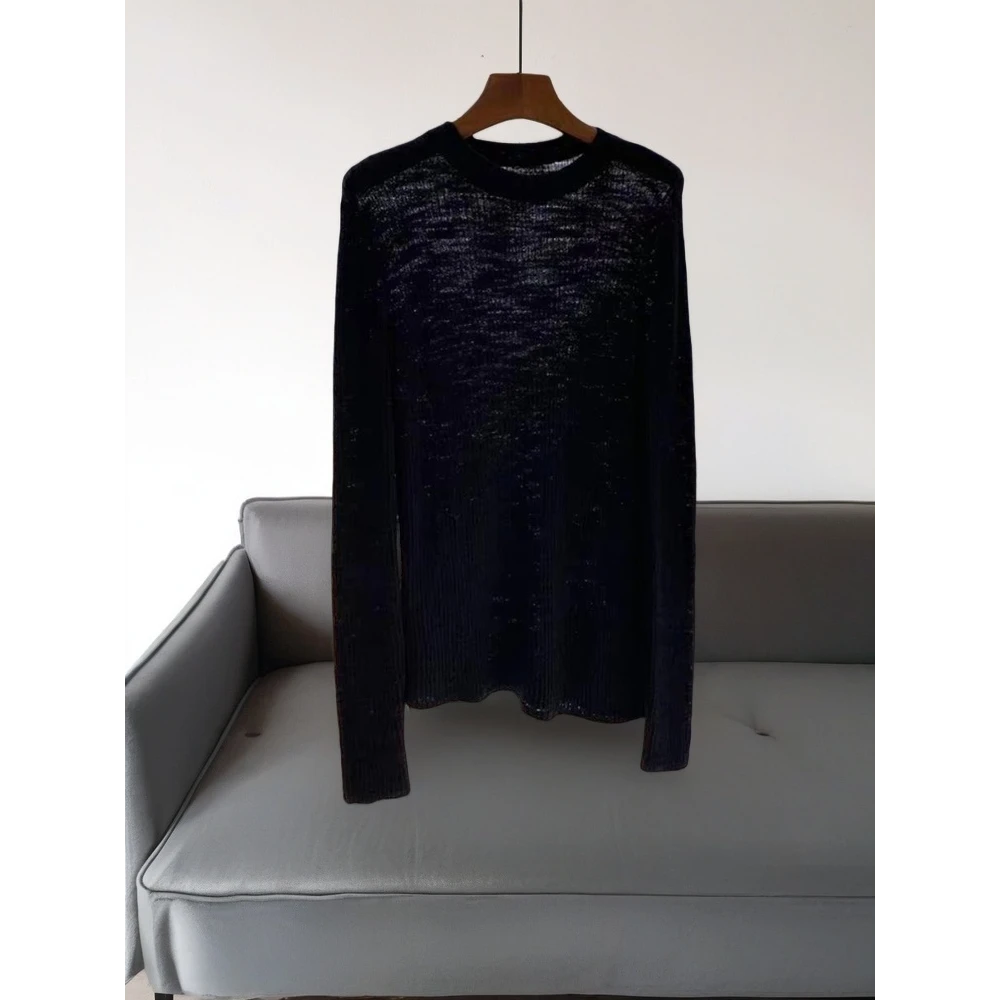 美爆了！糯软亲肤！高端毛衣黑色针织衫女肌理慵懒风松弛感打底上衣