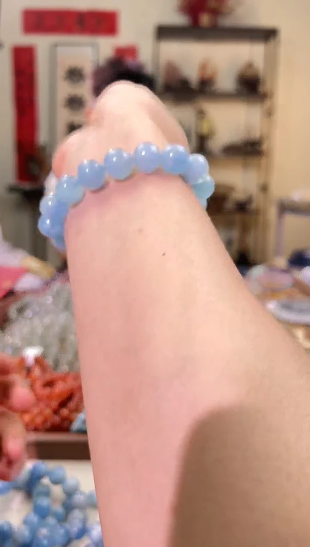 合成（培育）海蓝宝石未镶嵌12mm+岛屿海蓝宝（多样性发一）