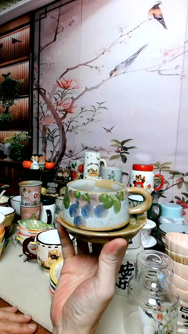 【茶瓷物语闪购福利】手工手绘葡萄咖啡杯