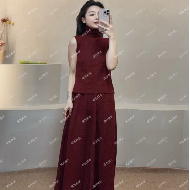 续吉麻衣春-25-34【浪漫时光】气质高领无袖上衣加半裙套装