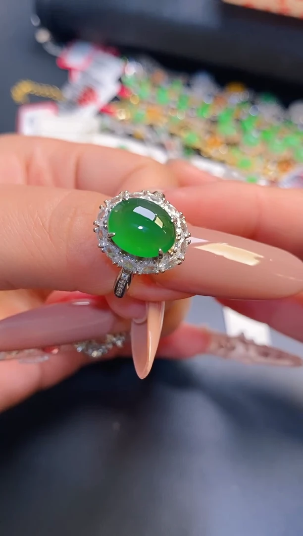 银S925镶嵌戒指翡翠天然