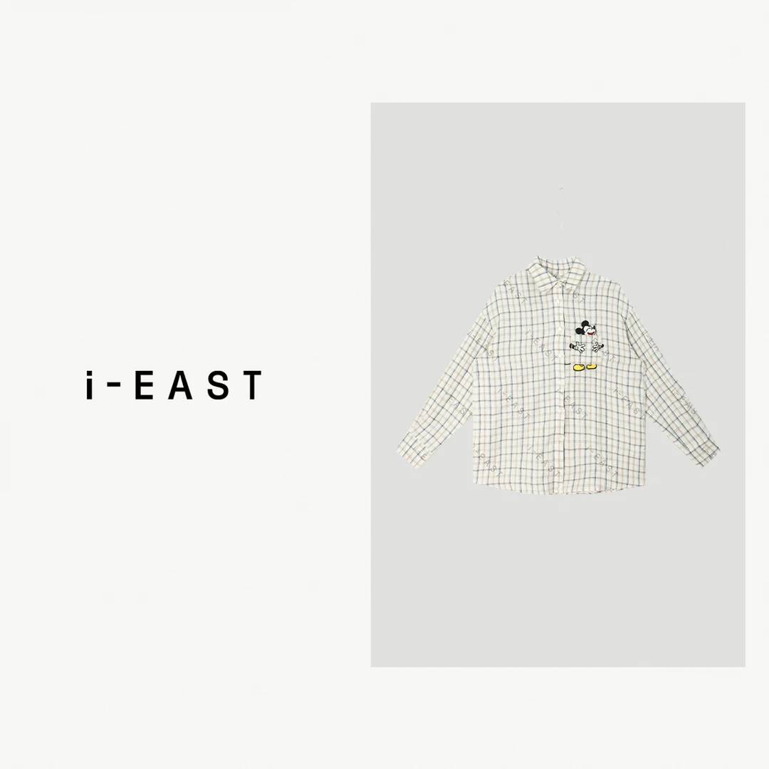 i-EAST 格子腔调~格子卡通衬衫上衣-5C SY8284