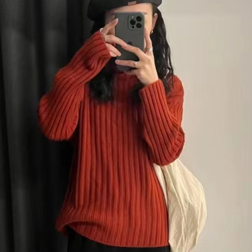 时尚款欧姐家红色净版高领毛衣