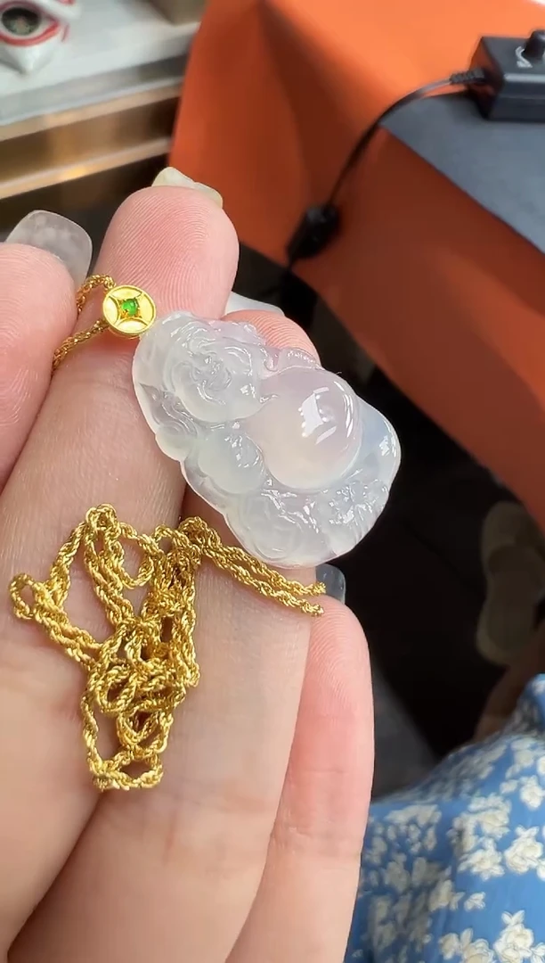 套链18K金镶嵌翡翠勿拍
