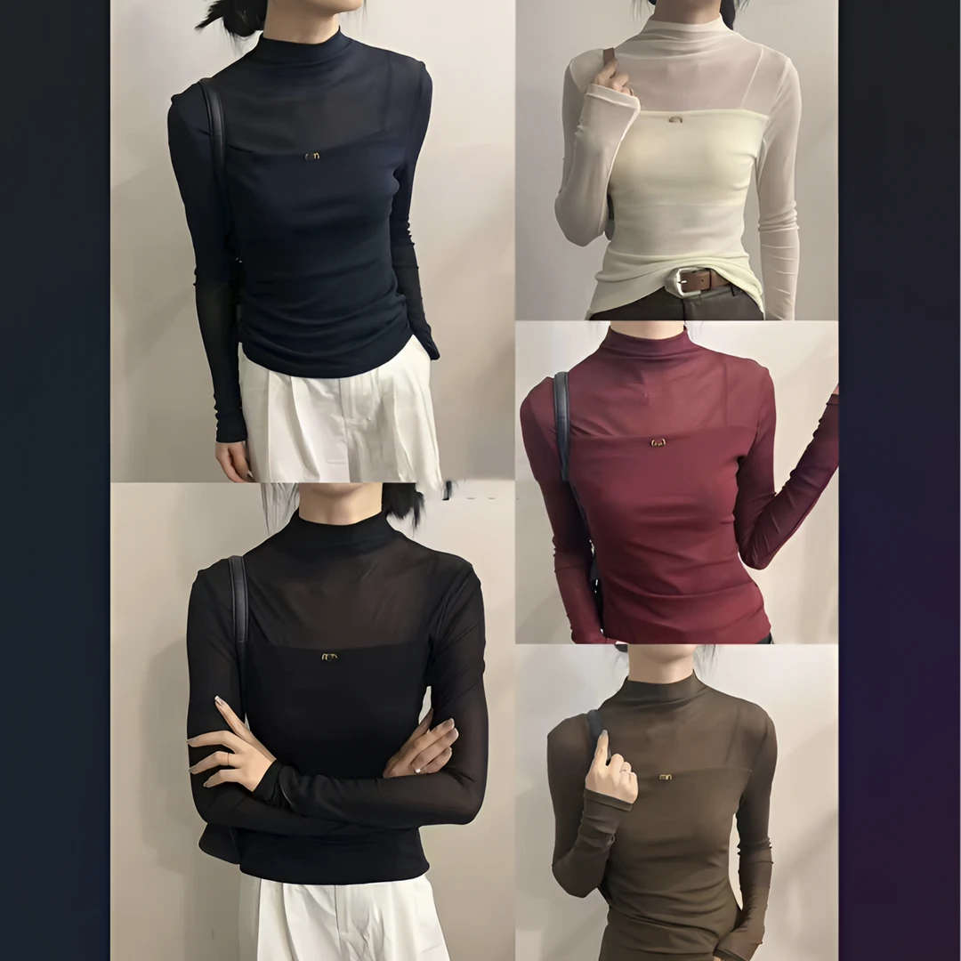 （柚子同款）ZJ法式拼接长袖内搭上衣80277