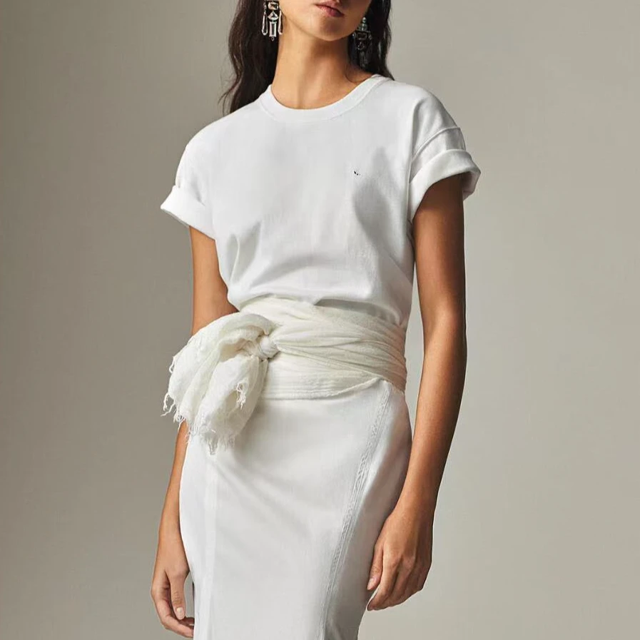 情侣款高克重纯色小马T恤