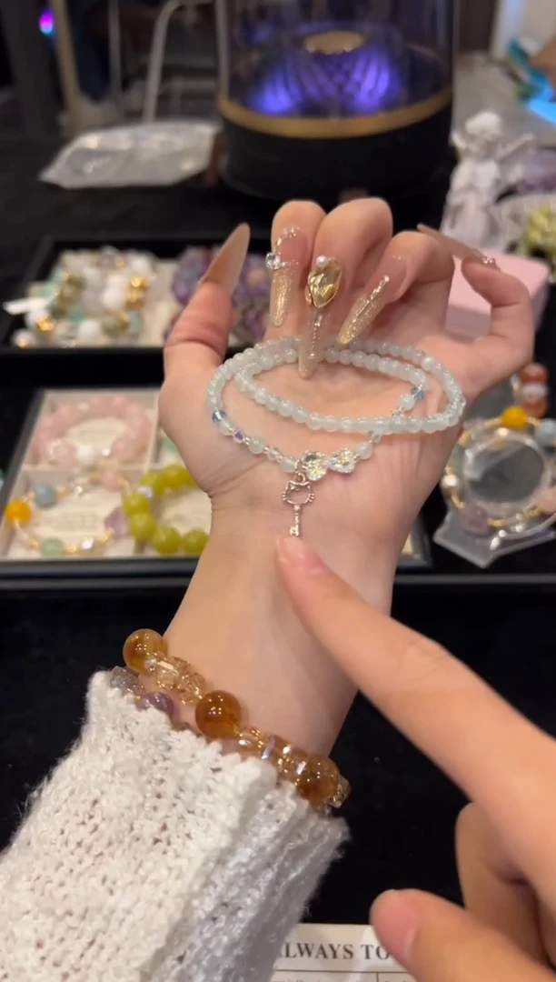 未镶嵌手串水晶海蓝宝双圈手串