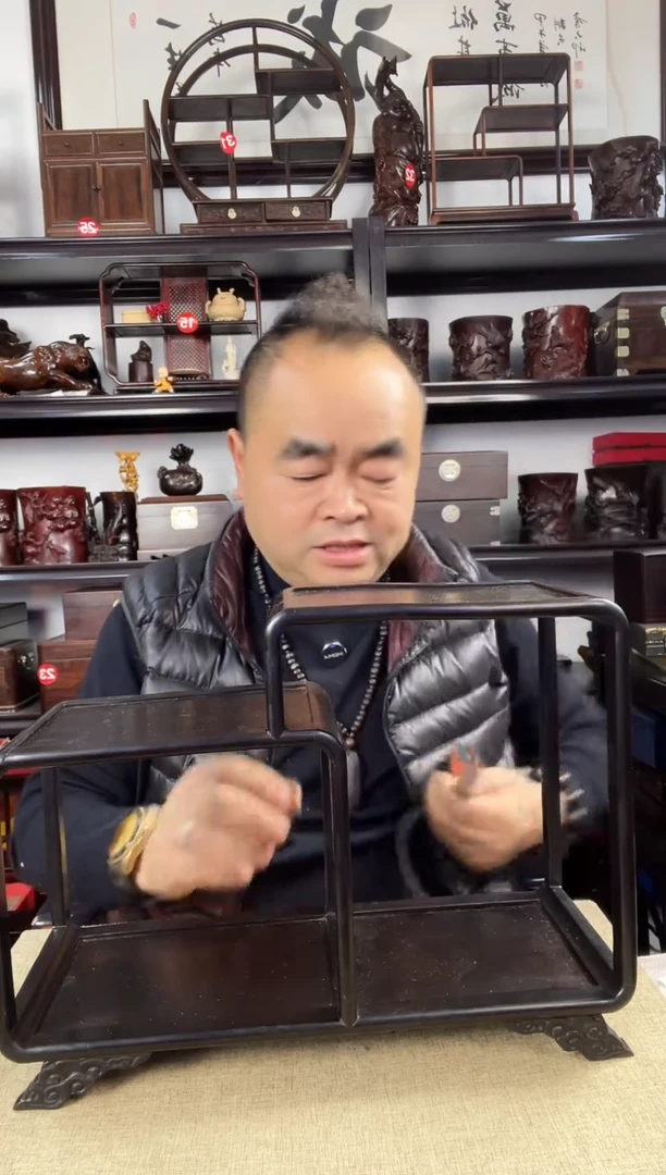 木老李红木工艺品黑二连