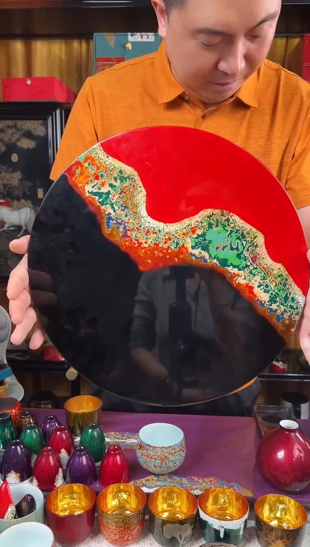 落霞彩摆盘（微瑕）-太古大漆