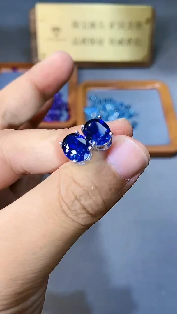 【闪购商品】蓝宝石耳饰银S925镶嵌354