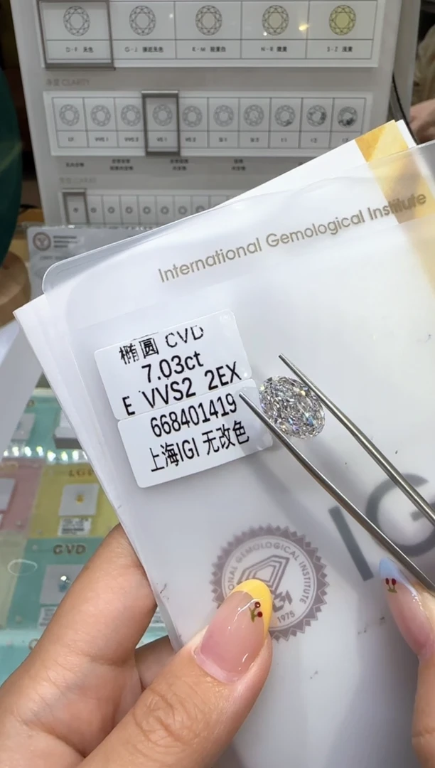 实验室培育钻石裸石未镶嵌@7.03 ct先鉴赏.再定制！