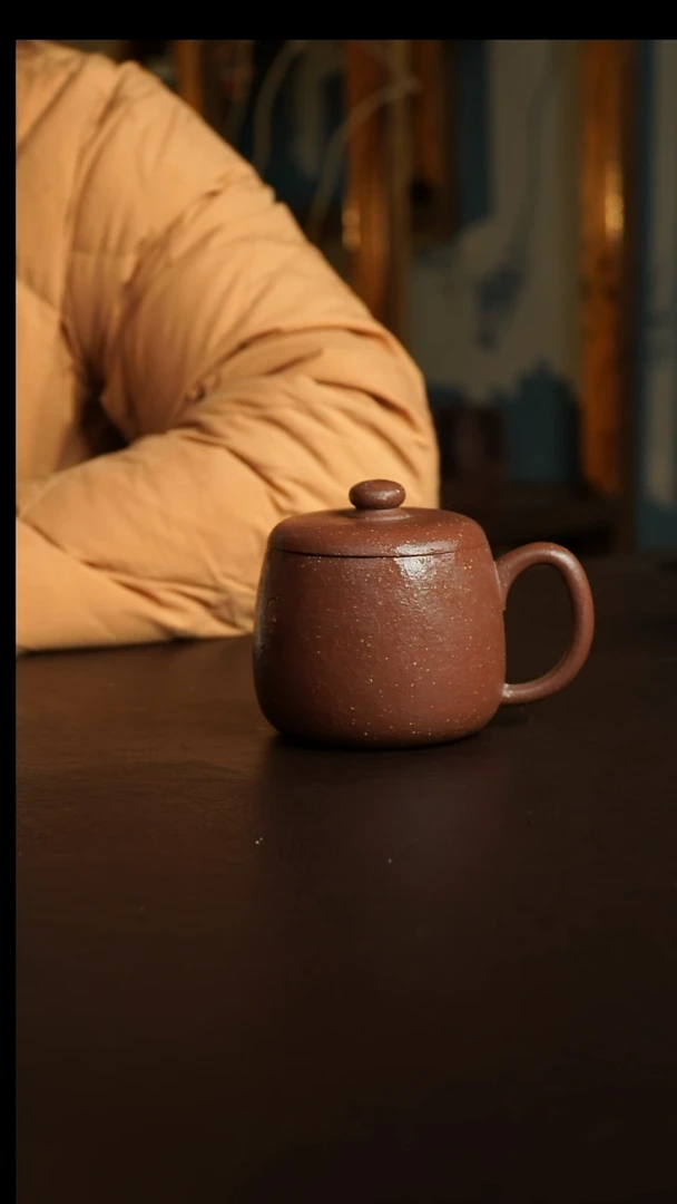 茶杯紫砂47号 红降坡粗砂盖杯徐群老师 宜兴紫砂原矿作品