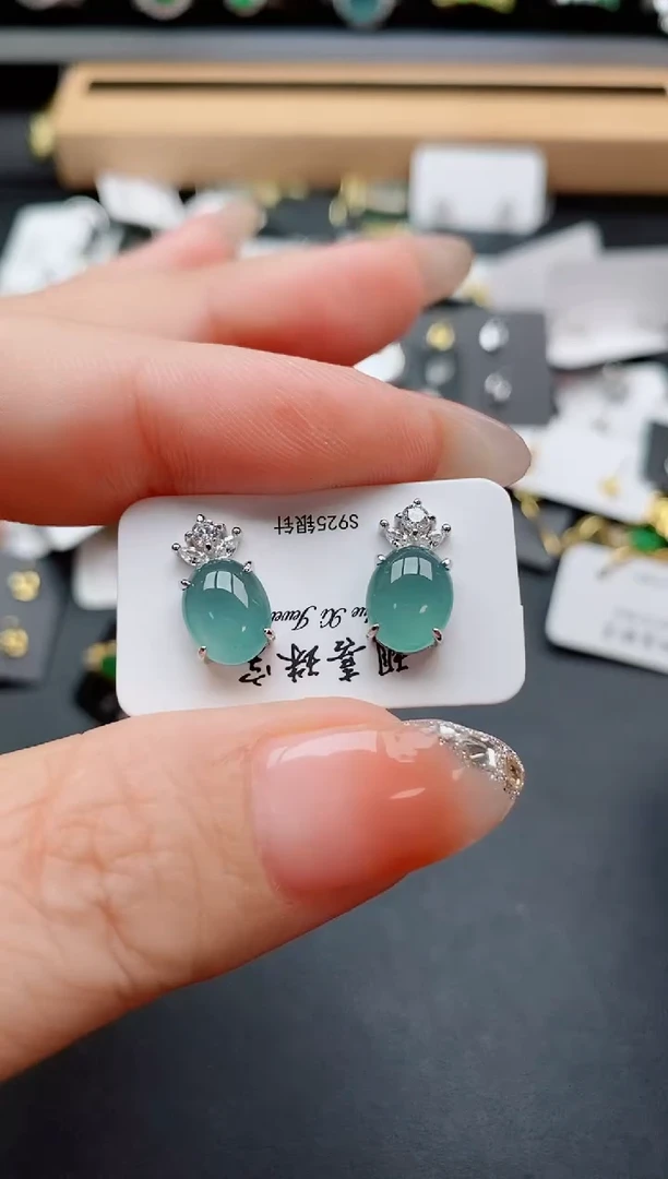 银S925镶嵌戒指翡翠1