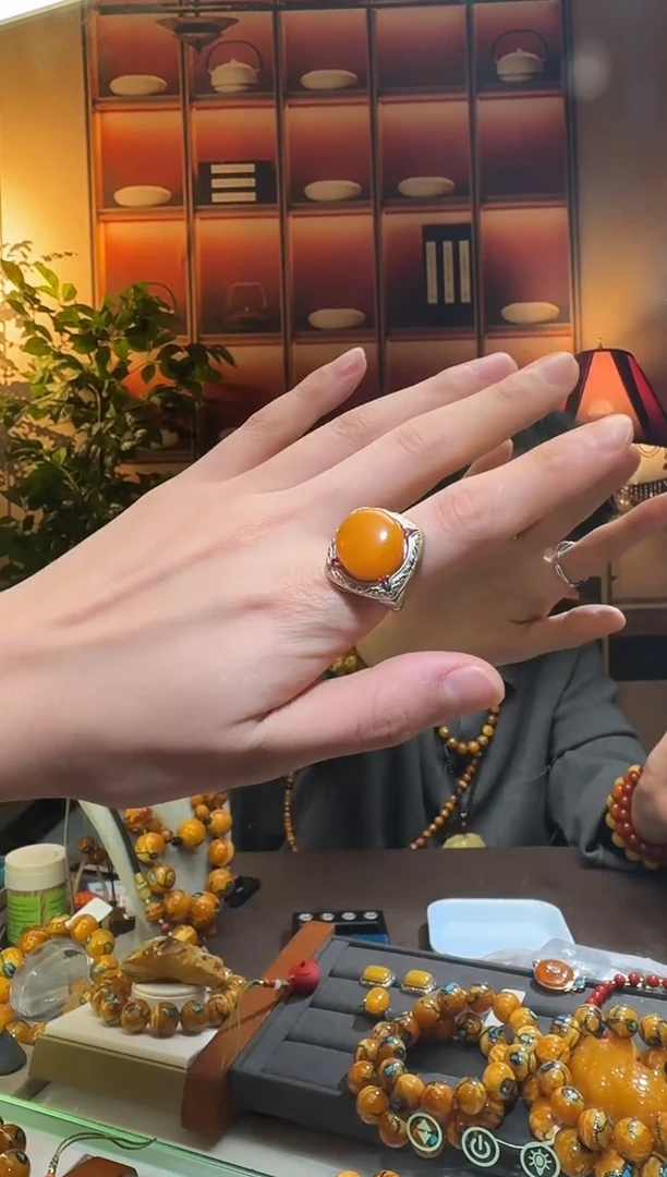 蜜蜡颈饰银S925镶嵌3420天然蜜蜡珠宝奇石