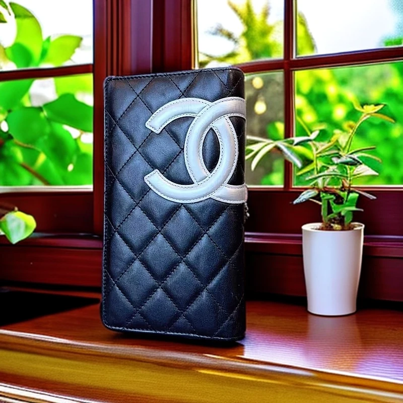 95新 Chanel/香奈儿 黑色康鹏钱包 1175 6441