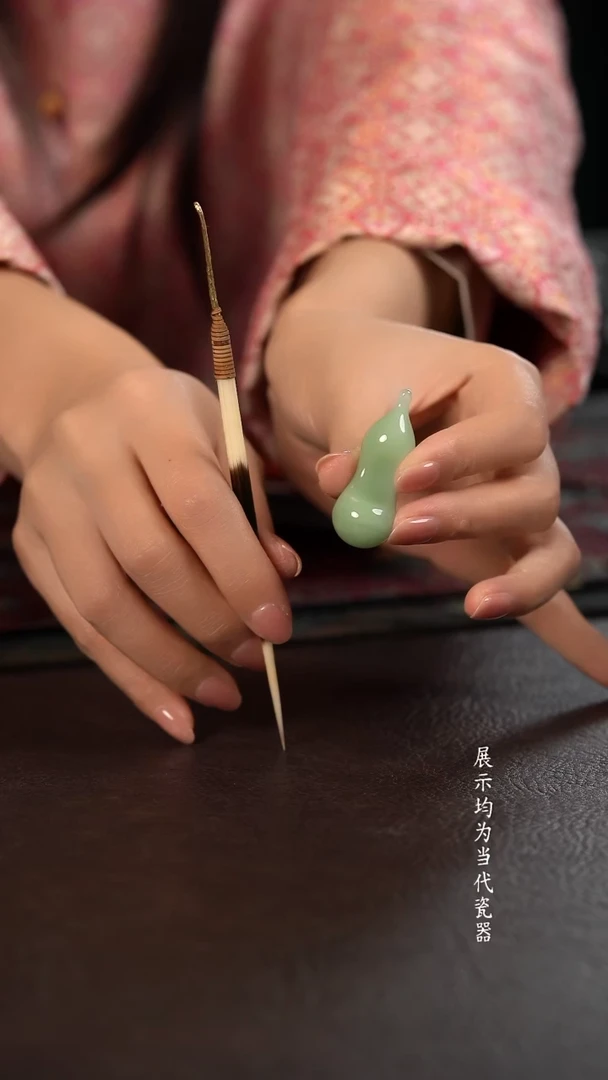 君心茶事陶瓷周边猪猪茶拨铜色加玉葫芦