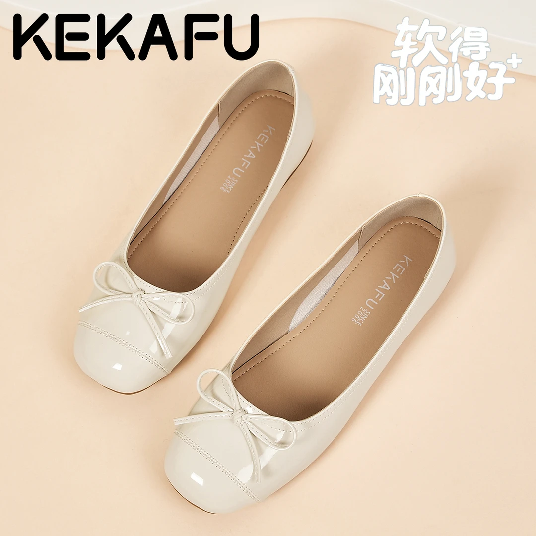 珂卡芙温柔风平底单鞋芭蕾舞鞋2025年秋季新款浅口蝴蝶结豆豆鞋女
