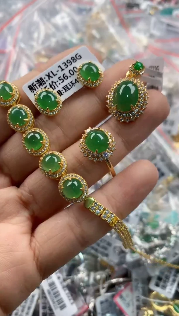 银S925镶嵌戒指翡翠222---3
