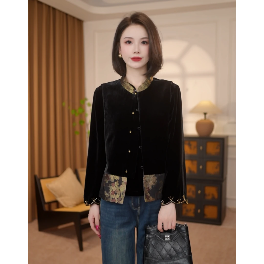 【南山隐】新中式国风桑蚕丝真丝绒百搭马甲LYGMJ2192