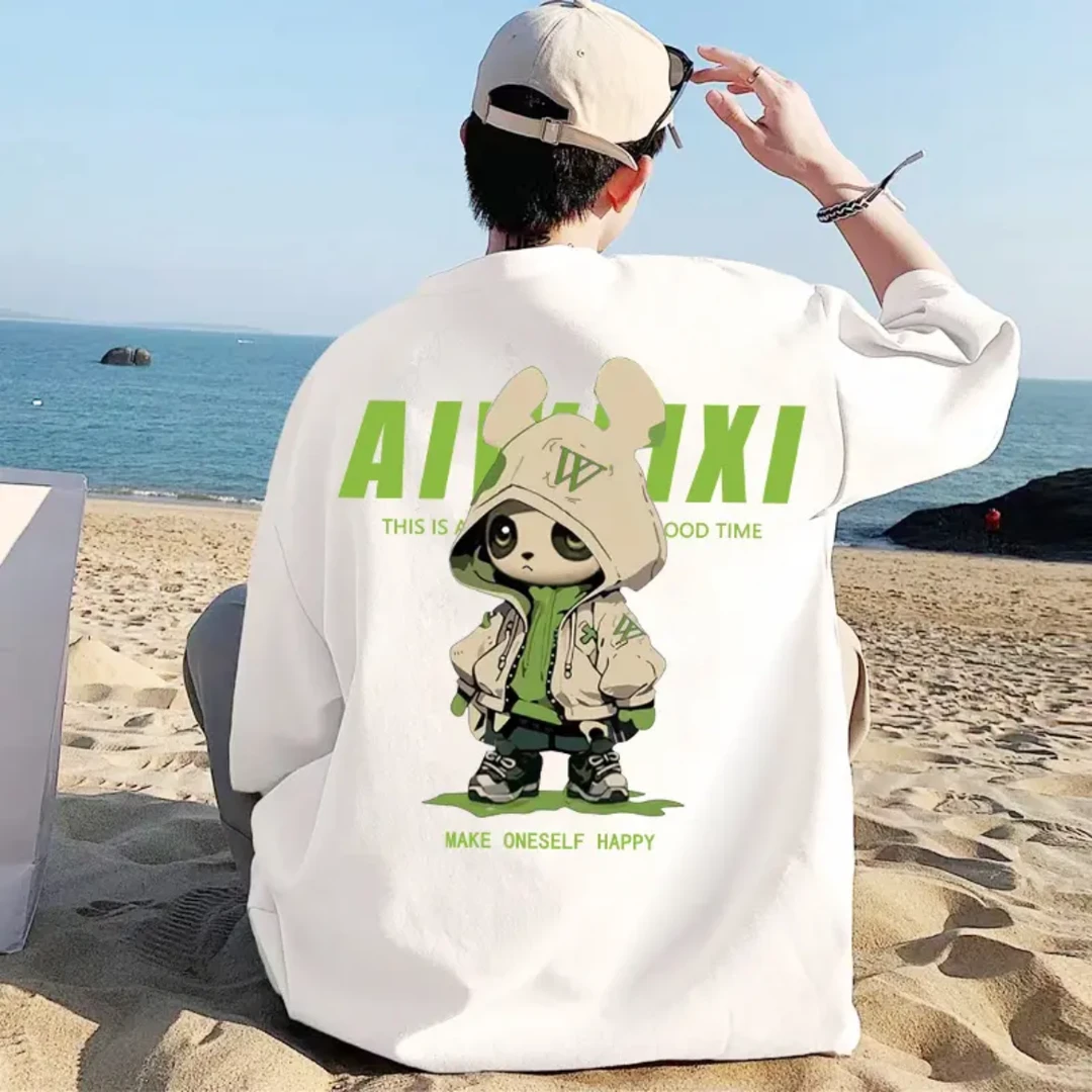 嗳唯兮短袖T恤男夏季潮流2025新款宽松半袖上衣纯棉印花ins打底衫