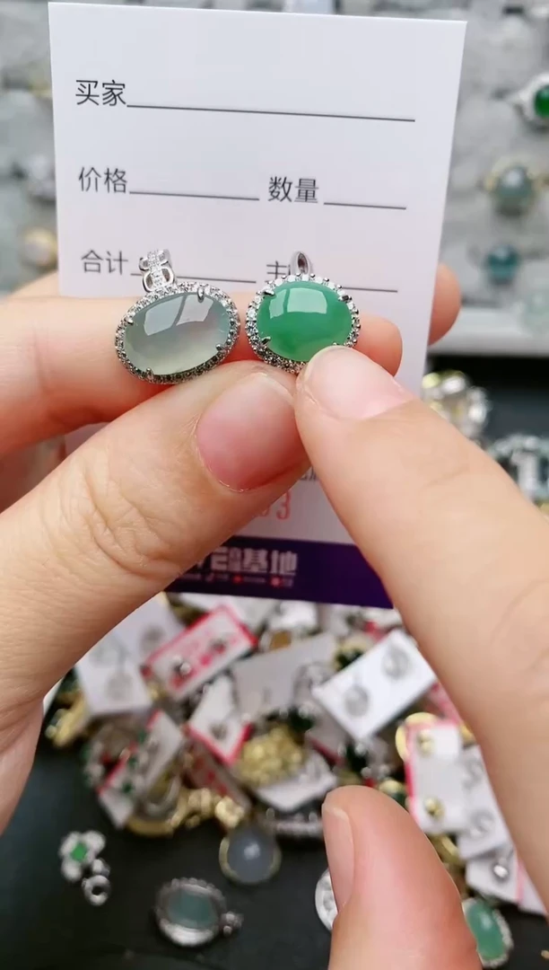 翡翠戒指银S925镶嵌.9633